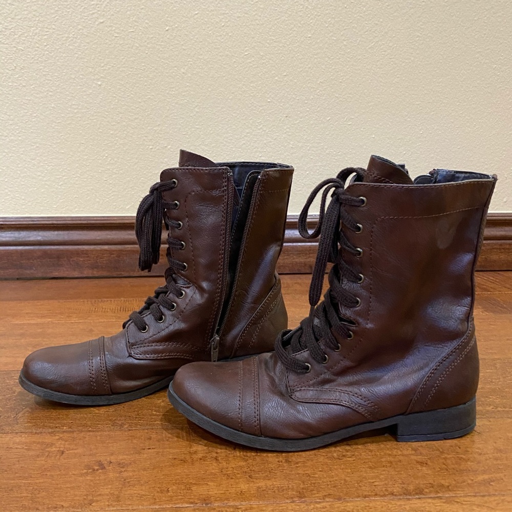 Chocolate Brown Combat Boots